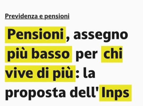 INPS PROPONE, ASSEGNO PIU' BASSO A CHI VIVE DI PIU'.